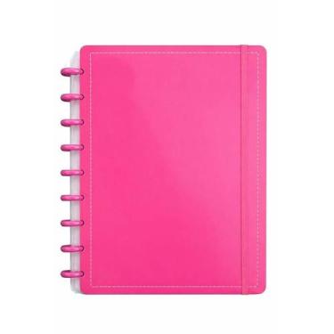Imagem de Caderno Rosa Fluor 80 Folhas Reposicionáveis Capa Dura M - Disko