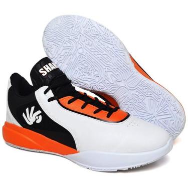 Imagem de Tênis Basquete Six Street Shama Cano Baixo Branco Laranja Tamanho:45Co