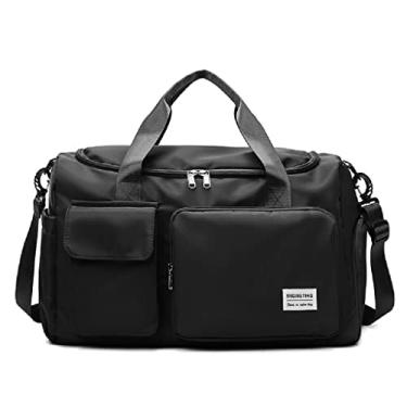 Imagem de JXGSGOGO Bolsa esportiva de viagem, bolsa esportiva para academia, bolsa de ombro para noite feminina, Preto,