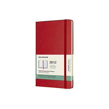 Imagem de Moleskine - 18 maanden weekplanner/afsprakenplanner, agenda 2021/2022, weeknotitieboek met vaste omslag en elastische sluiting, formaat large/A5 13 x ... kleur scharlakenrood, 208 pagina's,scharlaken