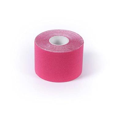 Imagem de Fita Kinésio 5 Metros Tape Bandagem Elástica Funcional - elástico sem látex, 5 metros resistente à água, fita cinesiologia sem corte para dor no joelho, cotovelo e ombro (Rosa)