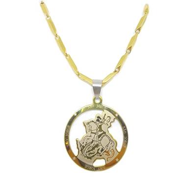Imagem de Cordao Sao Jorge Aço Banhado a Ouro Não Fica Preta