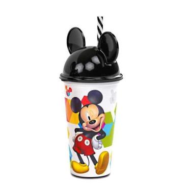 Imagem de Copo Shake Com Canudo E Orelhas Do Mickey Mouse 500Ml