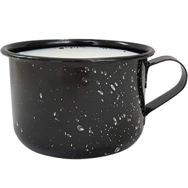 Imagem de Nacional, 12120519, Caneca Esmaltada Grande Leiteira 800 ml Caneca Rustico, cor Preto, Aço