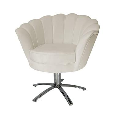 Imagem de Poltrona Decorativa Pétala Pés Metal Giratório Suede Bege - DS Estofados