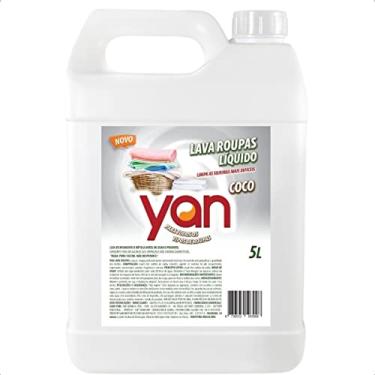 Imagem de Sabão Liquido Coco Lava Roupas Brancas e Coloridas Remove Manchas e Limpa Sujeiras Mais Difíceis Yan 5 Litros