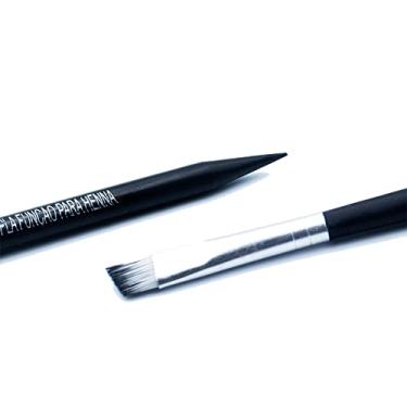 Imagem de Pincel Henna Sobrancelha Dupla Função Chanfrado e Ponta Palito, Arte Sedução