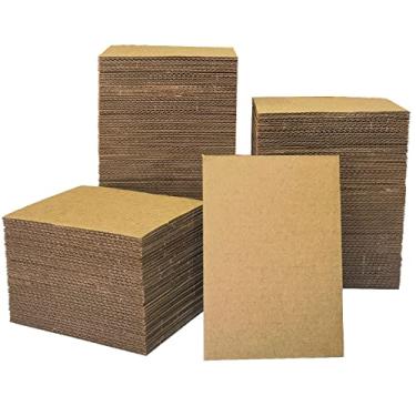 Imagem de 200 pacotes de folhas de papelão ondulado de 8,9 x 11,4 cm, almofadas onduladas marrom premium de papelão para camisetas, envio, correspondência, divisória de papelão e artesanato em papelão