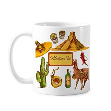 Imagem de Sombrero México Pirâmide Deserto Cacto Mexicano Caneca Cerâmica Café Porcelana Utensílios de Mesa