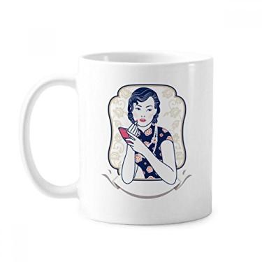 Imagem de Cultura Chinesa Rosa Caneca Cerâmica Café Porcelana Caneca Porcelana