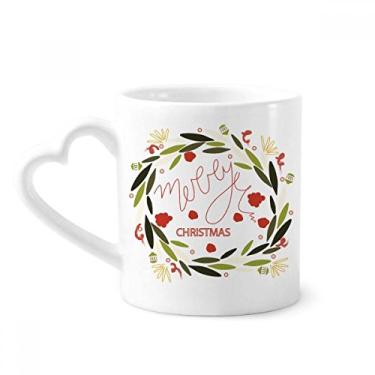 Imagem de Ilustração de folha de guirlanda colorida de Natal caneca de café cerâmica copo de coração de vidro