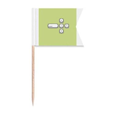 Imagem de Combinação de teclado, bandeiras de palito, marcações de rotulagem para bolo de festa, prato de queijos