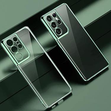 Imagem de Estojo transparente de revestimento de luxo para Samsung Galaxy A53 A33 5g S21 Fe S22 Ultra Plus A 53 33 S 22 21 S21fe Capa de silicone transparente, verde, para S22