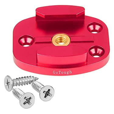 Imagem de GoTough Red QR Mount com orifícios piloto – totalmente em metal, placa de liberação rápida versátil com parafuso de tripé de 1/4”-20 e suportes piloto compatíveis com GoPro HERO3, HERO3+, HERO4, HERO5, HERO6, HERO7 Quick Relea