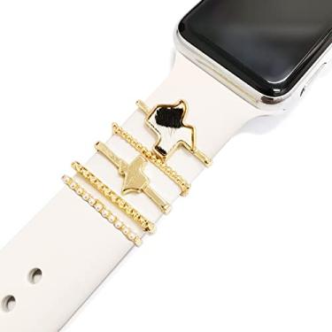 Imagem de 5 peças de argolas decorativas para Apple Watch iWatch Ultra Series 8 7 6 5 4 pingentes, acessórios de pingentes de diamante de metal para Galaxy Watch 5 4 para Amazfit Bip U Pro GTS Series 2 3 4, Estilo 1