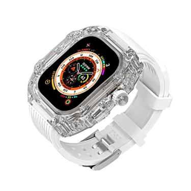 Imagem de SULUET Estojo transparente com banda Rm mod kit para apple watch ultra 49mm, conjunto modificado de alça de bisel totalmente transparente para iwatch 8 7 6 5 4 se 45mm 44mm (Color : White, Size : 49