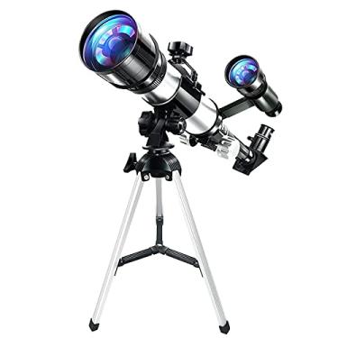 Imagem de Telescópio para crianças iniciantes e adultos, planetas e observação de estrelas, telescópio refrator astronômico HD profissional de 70 mm com tripé ajustável perfeito para a lua Double the comfort