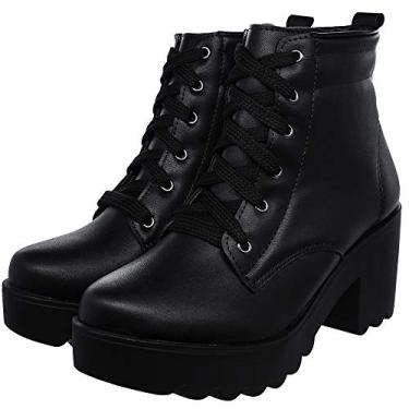 bota coturno feminino verniz salto grosso