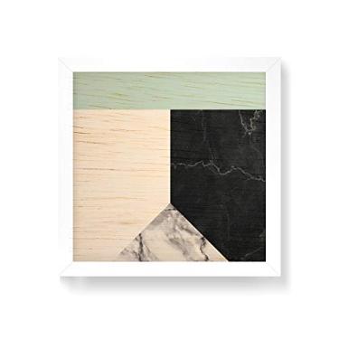 Imagem de Arte Maníacos Quadro decorativo com moldura caixa branca em Madeira - Escandinava faixa Reta Verde - 30x30cm