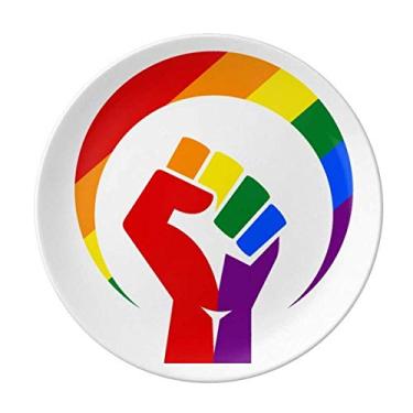 Imagem de Diferenças de gênero em torno da igualdade do arco-íris, prato decorativo de porcelana salver louças de jantar