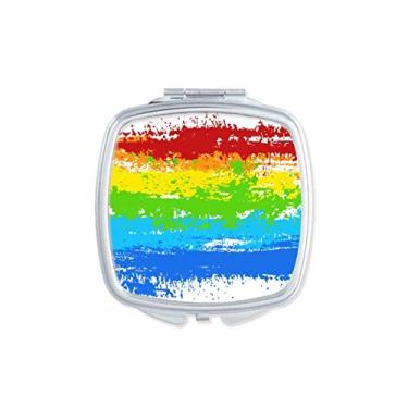 Imagem de Stippling Rainbow Gay LGBT Espelho Portátil Compacto Bolso Maquiagem Dupla Face Vidro