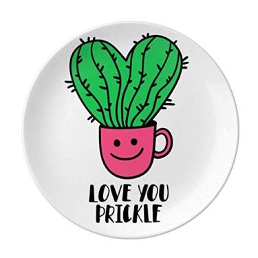 Imagem de Love You Prickle Prato de cacto decorativo de porcelana Salver Prato de jantar