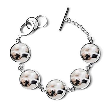 Imagem de DIYthinker Pulseira de gato gatinho com listras, pulseira de animal dormindo