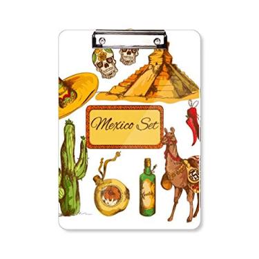 Imagem de Sombrero Mexicano Pirâmide do deserto Cactus Mexicana Prancheta para escrita Placa de apoio A4