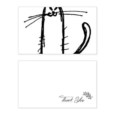 Imagem de Small Cat Smile Sit Black Line Cartão de agradecimento aniversário aniversário comemorações casamento agradecimento
