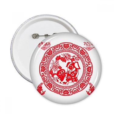 Imagem de Corte de papel chinês Ano Novo Cão Pinos Redondos Emblema Decoração Roupas 5 peças Presente