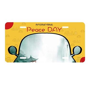 Imagem de DIYthinker Placa de carro em aquarela chinesa Mountain Rain Mo Decoração de carro Dia da Paz