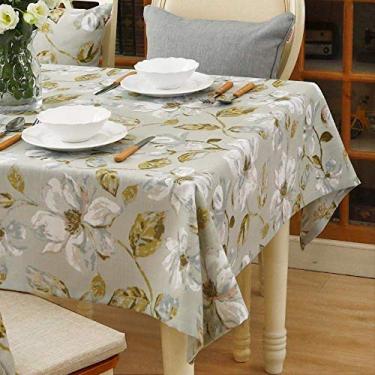 Imagem de Toalha de mesa retangular, mesa de jantar, design de impressão para decoração de casa, jardim de cozinha, flores de borda externa 140 × 190cm