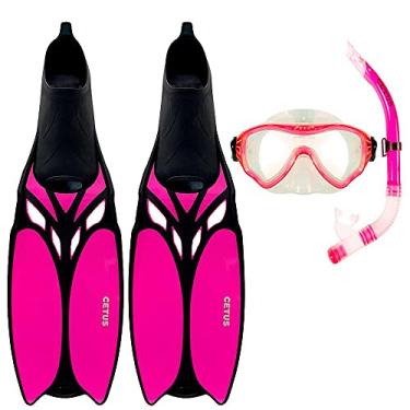 Imagem de Kit de Mergulho Máscara+respirador+nadadeira Cetus Cobia Pro Pink - 33-34