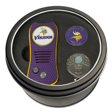 Imagem de Team Golf Conjunto de presente NFL Minnesota Vikings Switchfix Divot Tool, Cap Clip e 2 marcadores de bola esmaltada dupla face, design patenteado, menos danos aos verdes, mecanismo de interruptores