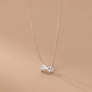 Imagem de Colar S925 Colar De Prata Coreano Simples Incrustado Diamante Amor Bowknot Adorável Clavícula Cadeia D8928, ouro