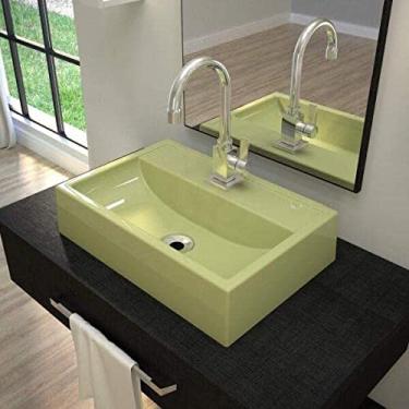 Imagem de Cuba de Apoio para Banheiro Q45W Retangular Compace Verde Acqua