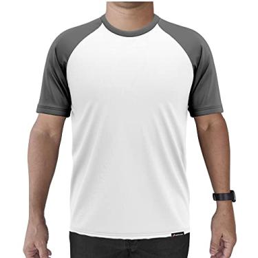 Imagem de Camiseta Manga Curta Adstore Branco e Cinza Masculina Térmica UV Segunda Pele Compressão (G)
