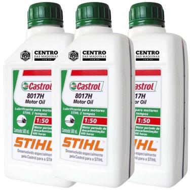 Imagem de KIT Com 3 Unidades de Óleo 2 Tempos Castrol Stihl 500ml Lubrificante com Alto Poder Detergente Evitando o Desgate do Motor das Máquinas 2 Tempos
