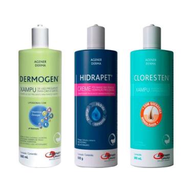 Imagem de Shampoo Dermogen 500ml + Hidrapet 500G + Cloresten 500ml - Agener