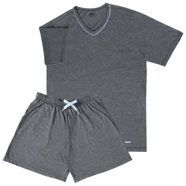 Imagem de Pijama Curto Masculino Adulto Gola V Verão Algodão Mash