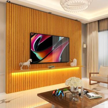 Imagem de Painel Ripado Para Sala TV Até 85 Polegadas Com LED Naturale Notável Shop JM