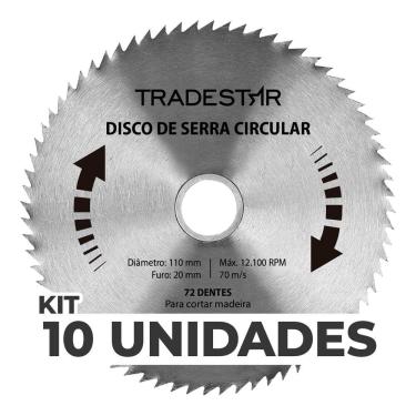 Imagem de Kit 10 Discos Serra Circular Madeira 72 D 110x20mm Makita