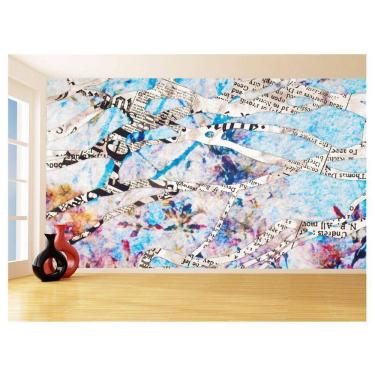 Imagem de Papel De Parede 3D Arte Recortes Jornal Colorido 3,5M Tra58