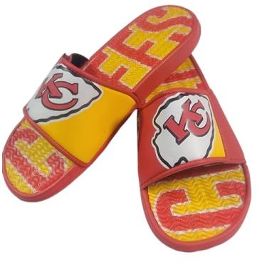Imagem de NFL Sandálias esportivas unissex em gel de banho com logotipo grande colorblock, Kansas city chiefs, 15-16 Women/13-14 Men