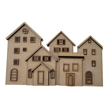 Imagem de Kit 5 Casinhas p/ condomínio 6mm 32x23cm- Jeito Próprio Artesanato