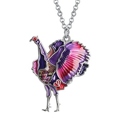 Imagem de RAIDIN Colar de peru fofo de liga de esmalte para mulheres, meninas, pingente de frango, joias, presentes para Natal, acessório de feriado, Medium, Zinco, Sem Pedra Preciosa