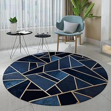 Imagem de Criatividade Preto Azul Tapetes redondos 80cm 100cm 120cm 140cm 160cm 180cm 200cm Tapete circular para sala de estar Quarto Varanda Cesta suspensa Cadeira Tapete Tapete de ioga, diâmetro 140