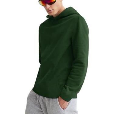 Imagem de Blusa de Moletom Masculino Confort Estilo Com Capuz Alta Qualidade SlimFitness Top - VerdeEscuro-EGG-Unissex