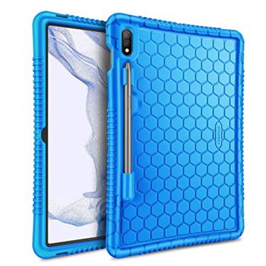 Imagem de Fintie Capa de silicone para Samsung Galaxy Tab S7 28.9 cm 2020 (modelo SM-T870/T875/T878), [Suporte de caneta S] Honey Comb Series Capa protetora leve e à prova de choque, azul