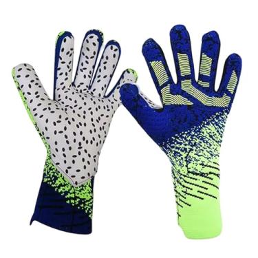Imagem de Dynwave Adultos luvas de goleiro luvas de futebol profissional antiderrapante poliéster anticolisão proteção dedo luvas de goleiro de futebol, azul e verde